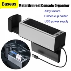 Baseus Deluxe Metal Armrest Console Organizer avtomobil orqanayzeri (iki bloklu USB qidalanma)